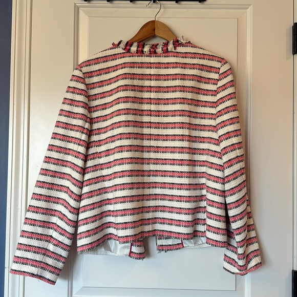 Talbots White & Pink Zip Up Fringe Jacket Like New - Picture 9 of 9